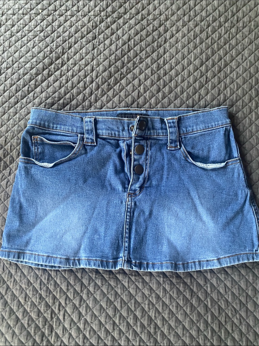 bebe Blue Denim Button-Front Mini Skirt
